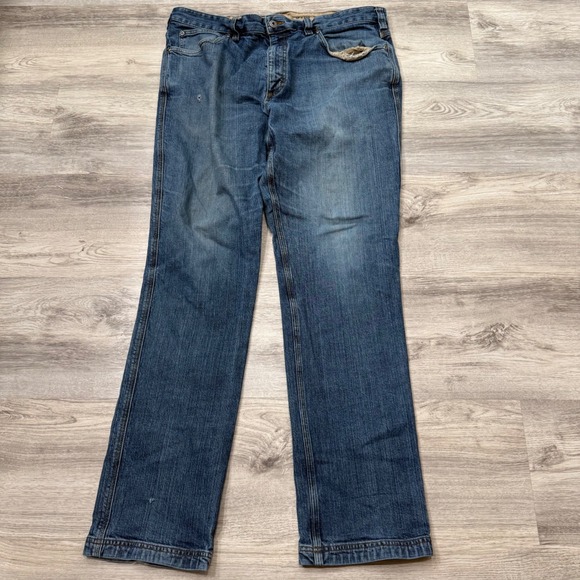 Duluth Trading Co Standard Fit Mens Jeans 38x34 Blue Cotton Spandex Straight Leg - Picture 2 of 13